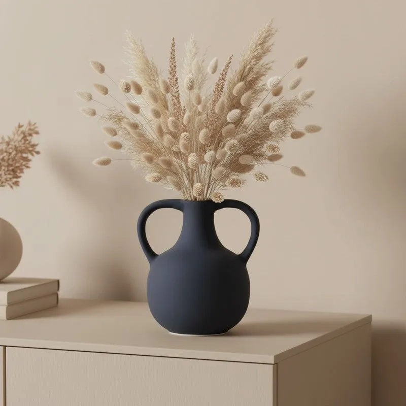 Matte Noir Loop Handle Ceramic Vase media 7
