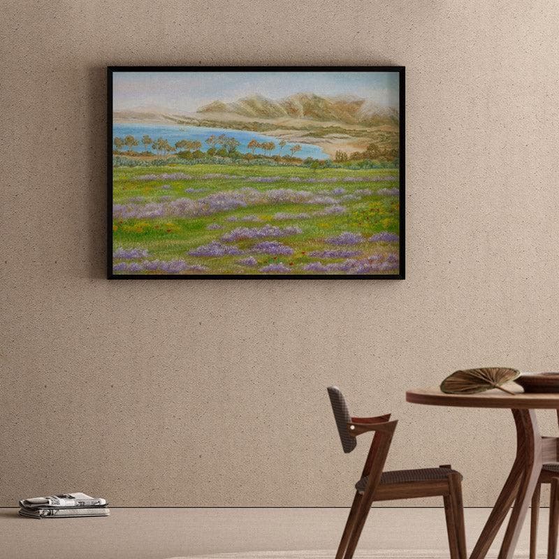Misty Beach Canvas Wall Painting - Black Frame