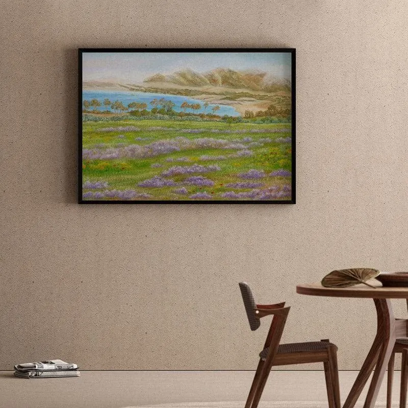 Misty Beach Canvas Wall Painting - Black Frame media 1