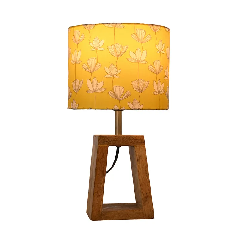Yellow Flora Fabric Table Lamp - Yellow,Brown media 3