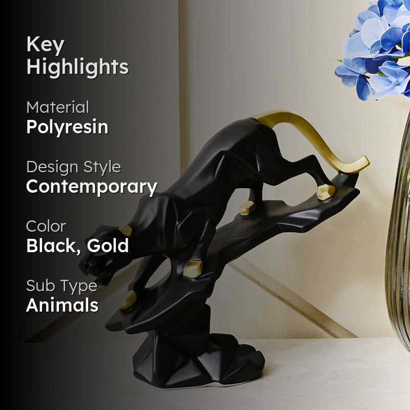 Crouching Panther Showpiece - Black media 2
