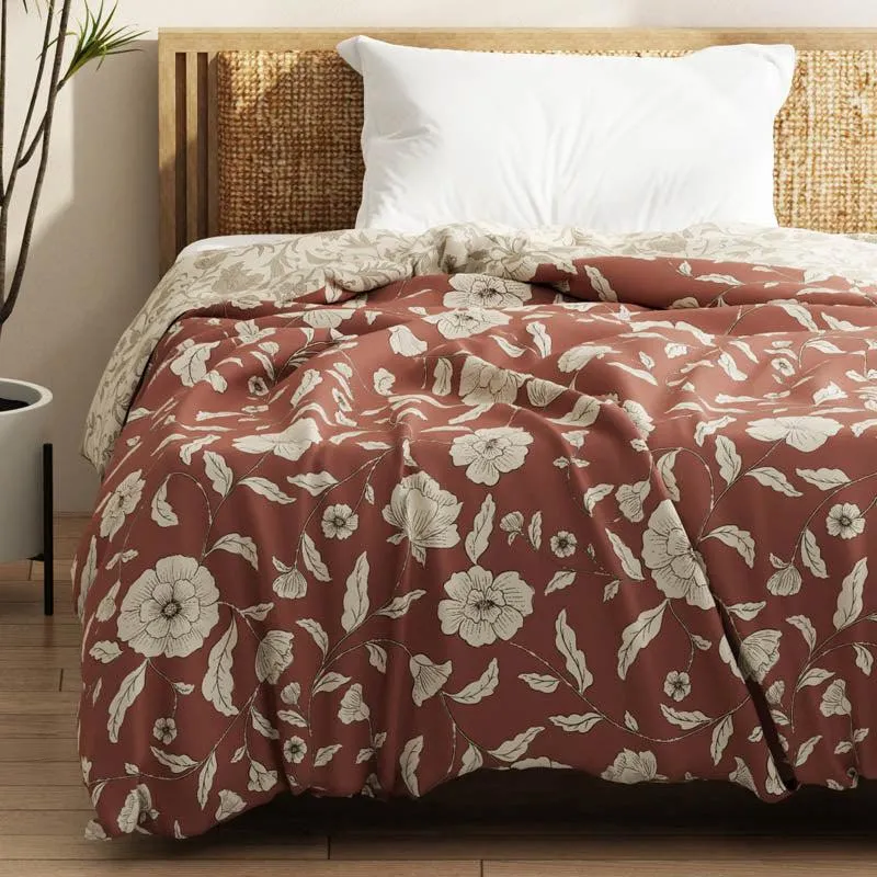 Lathika Floral Reversible Microfiber Comforter (Brown) - 120 GSM media 3