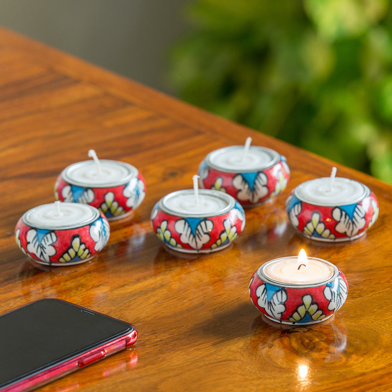 Mughal Shimmer Tealight Candle Holder - Set Of Six