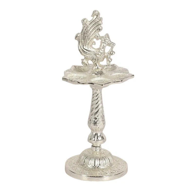 Antique Mayur Diya - Silver media 6