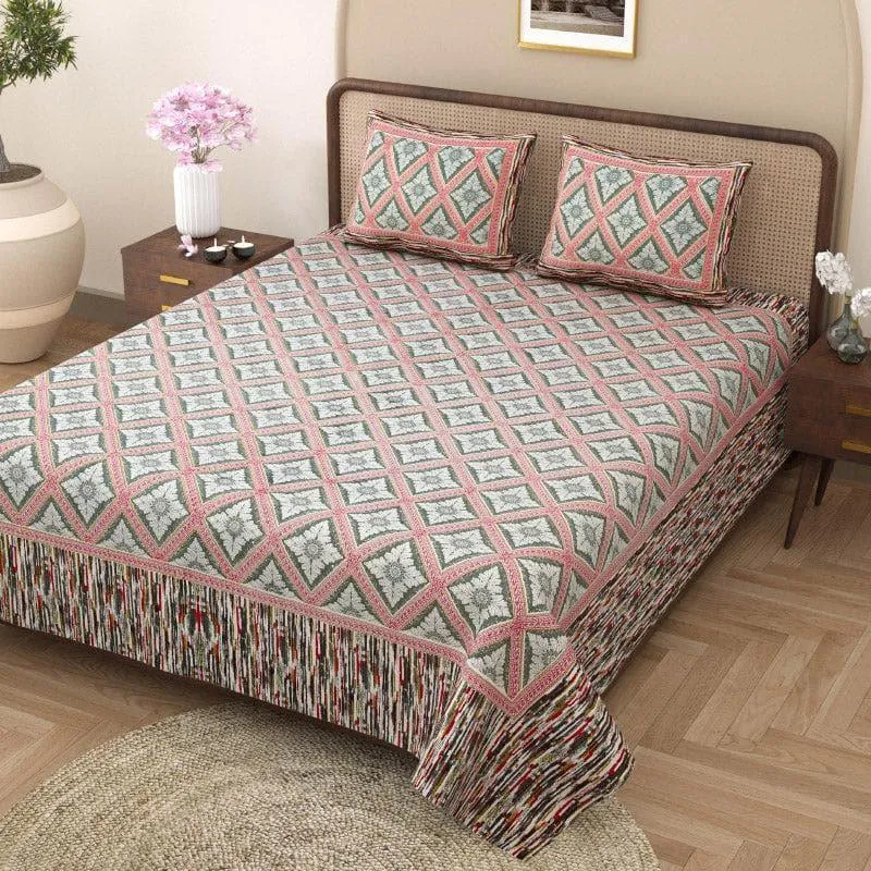 Maitreya Cotton Bedsheet (Rose) - 144 TC media 4