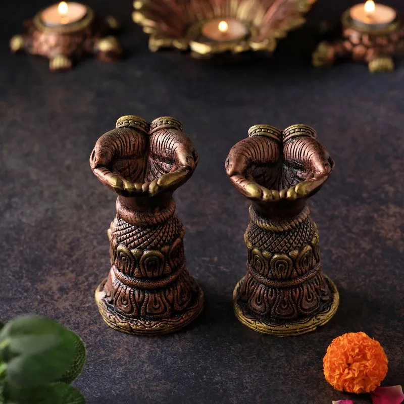 Marigold Halo Tealight Holder - Set Of Two media 3