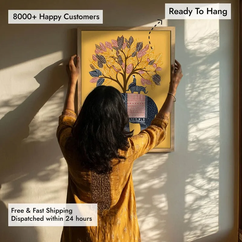 Gajtara Canvas Wall Painting With Brown Frame media 9