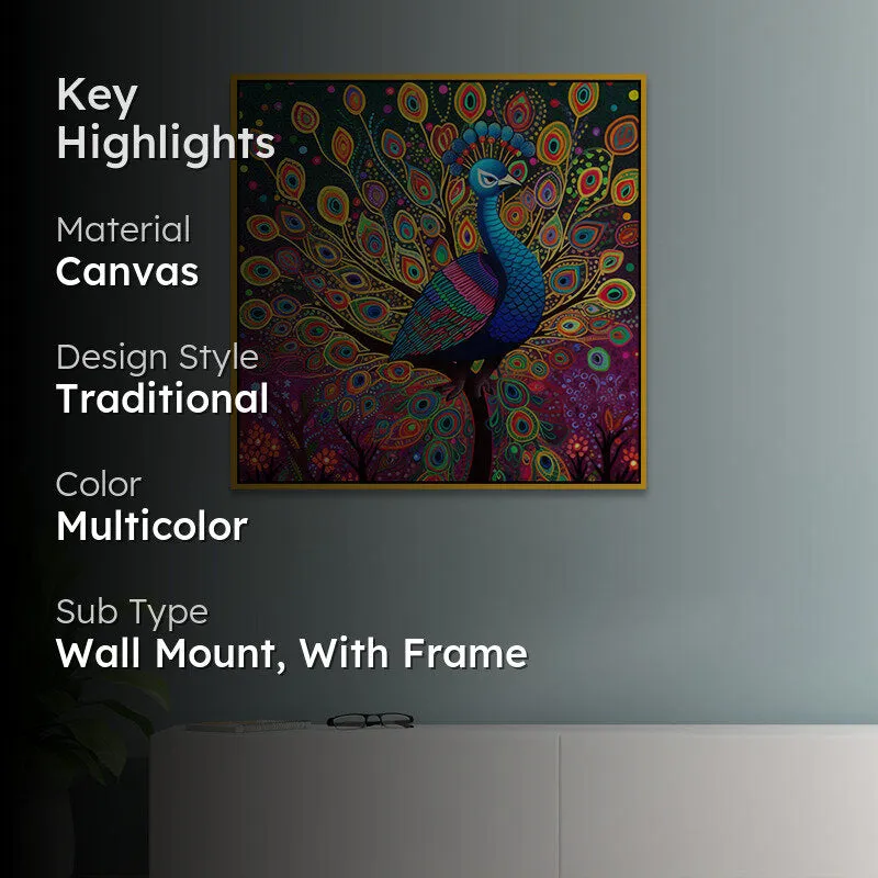 Peacock Majesty Canvas Wall Art With Frame media 2