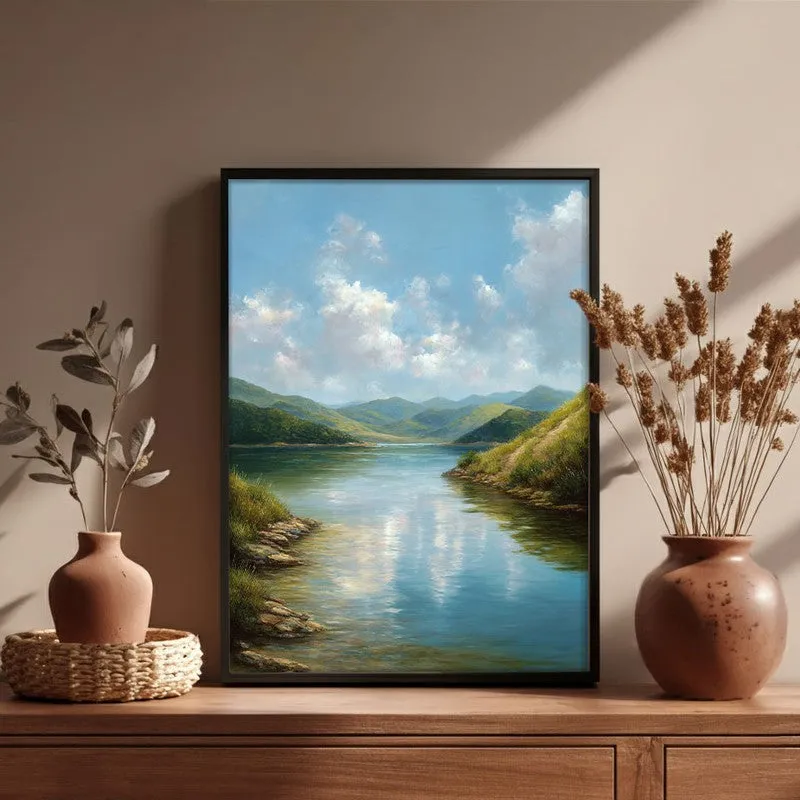 Calm Beneath the Clouds Archival Paper Wall Painting With Black Frame media 4