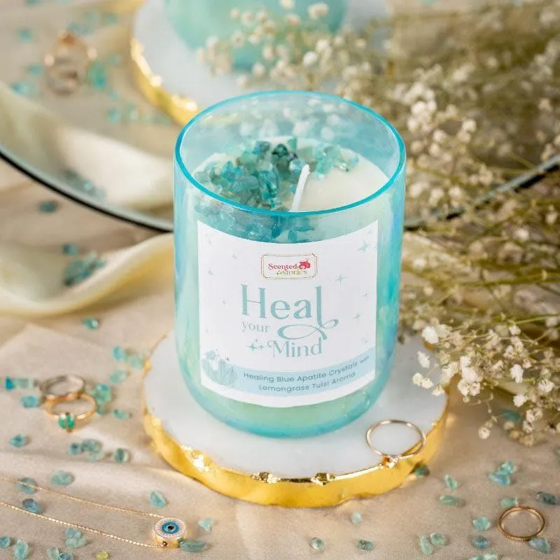 Blue Apatite Crystal Soy Wax Scented Candle media 4