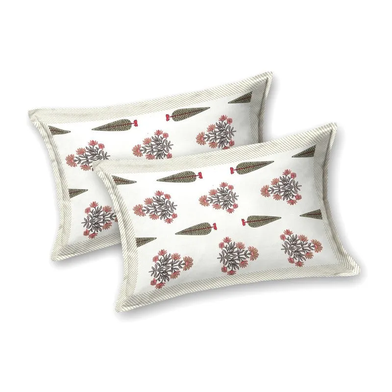 Desia Cotton Bedsheet (White,Red) - 240 TC media 4