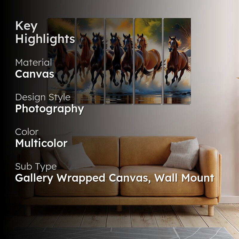Horse Stride Wall Painting - Set Of Five media 2