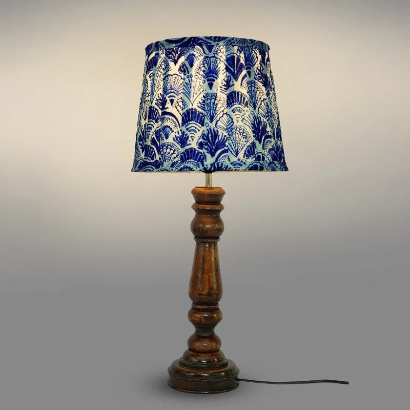 Indigo Tide Wooden Base Cotton Table Lamp - Blue media 4