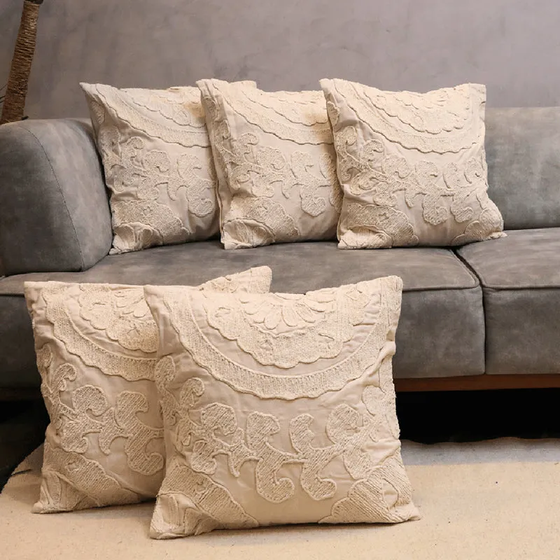 Plush Curves Tufted Cushion Cover (Ivory) - Set Of Five media 3