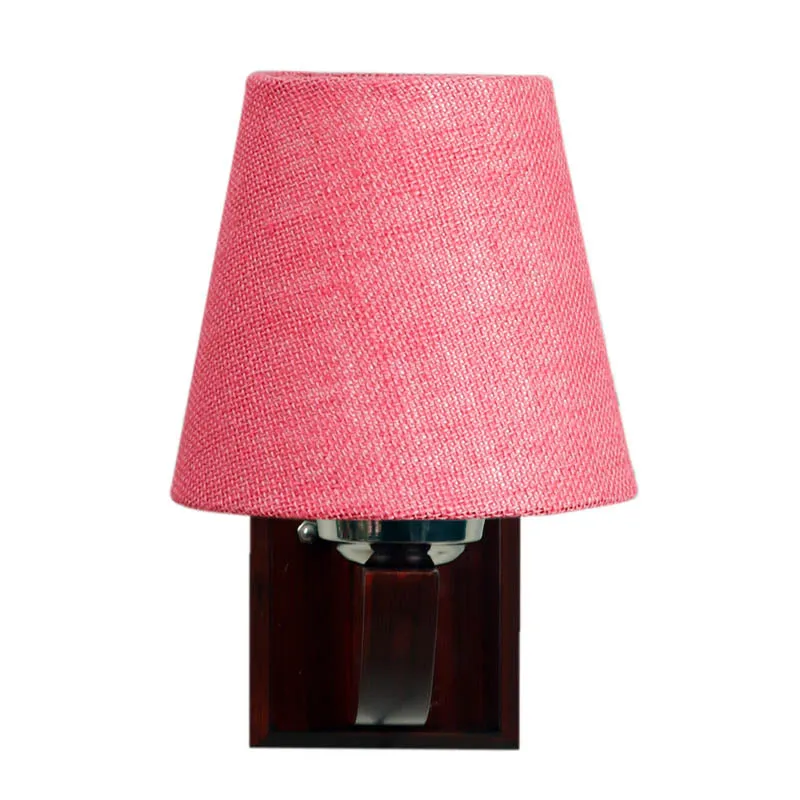 Salmon Pink Conical Wooden Wall Lamp media 6