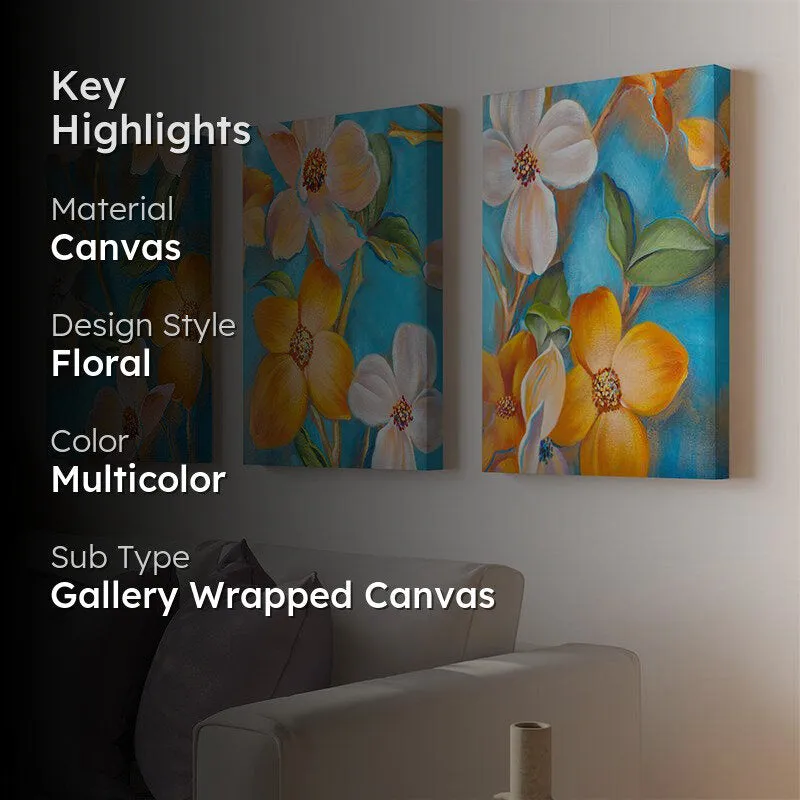 Ancano Flora Canvas Wall Painting - Set Of Three media 2