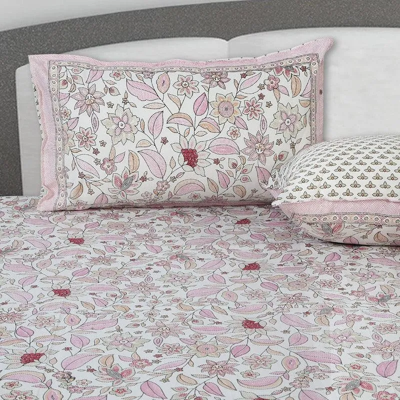 Rigavo Floral Cotton Bedsheet (Pink) - 160 TC media 4
