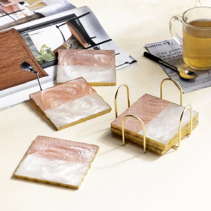 Nuxa Resin Coaster With Stand (Multicolor) - Seven Piece Set media 1