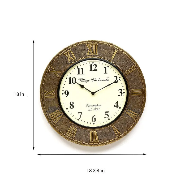 Brass Fitted Round Design Wood Wall Clock media 7