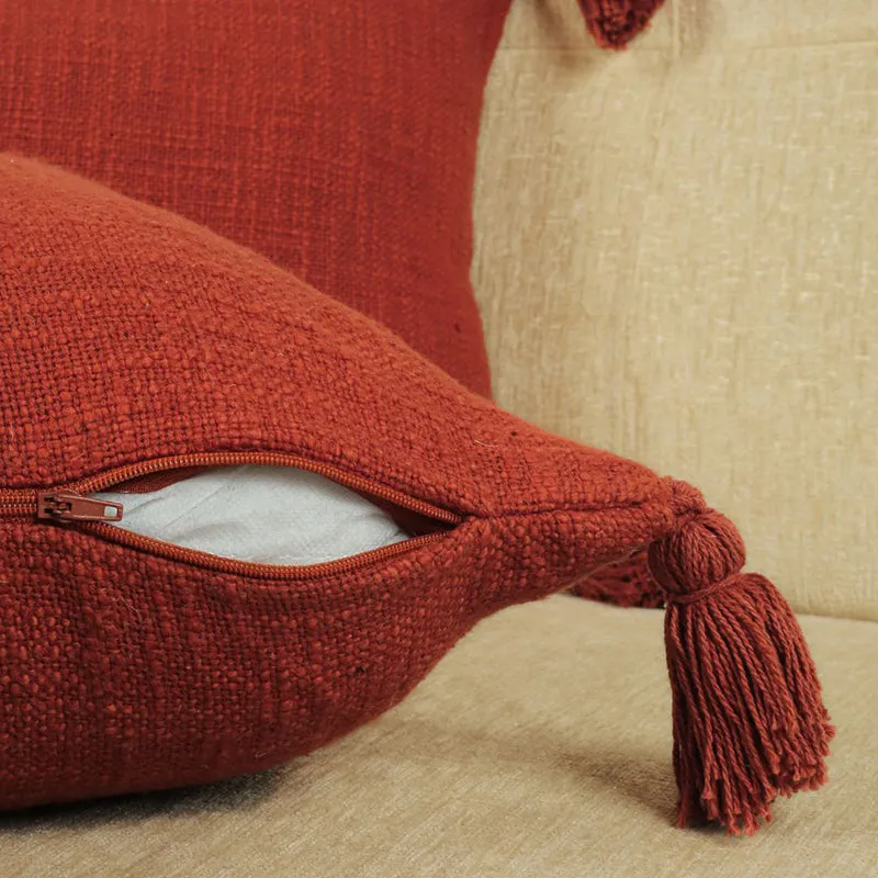 Claira Solid Cushion Cover (Red) - Set Of Two media 4