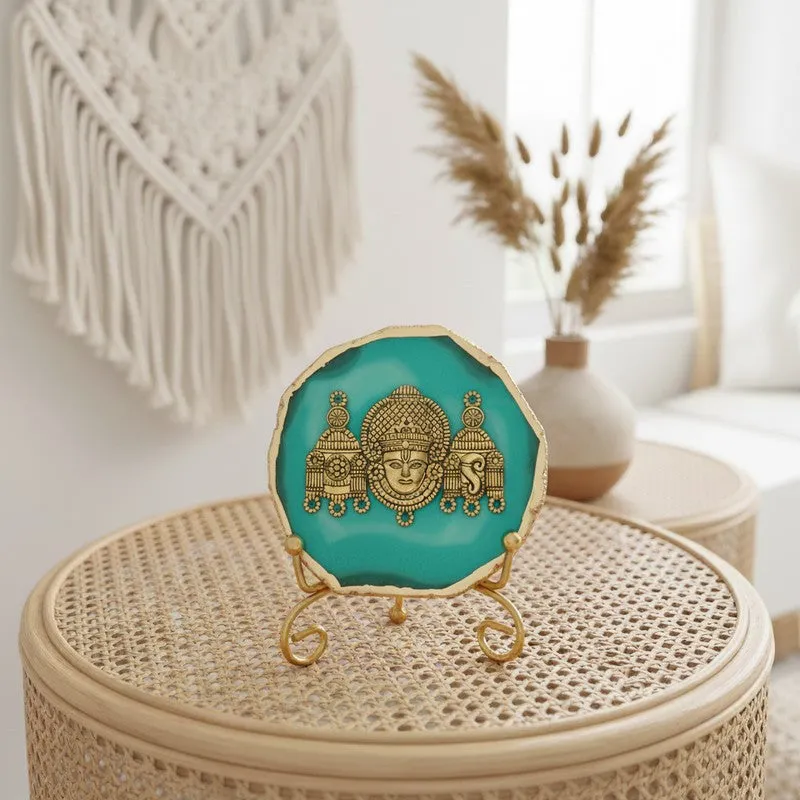 Mahalakshmi Agate Showpiece With Stand - Blue media 4