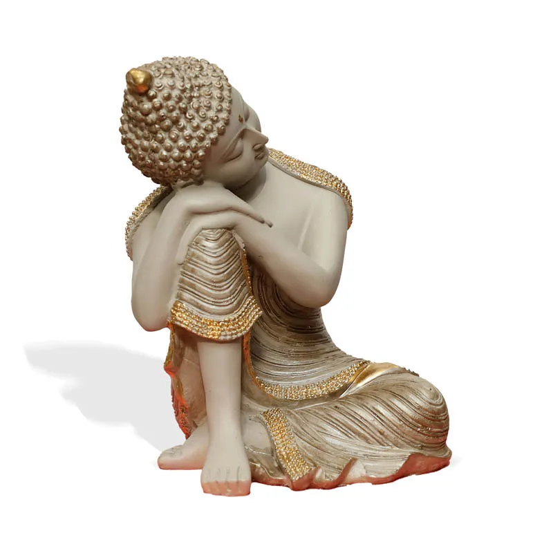 Zen Resting Buddha Showpiece - Cream media 5