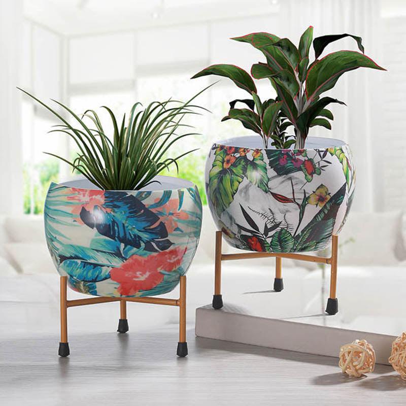 Tropical Tweet Handcrafted Planter With Stand - Four Piece Set media 4