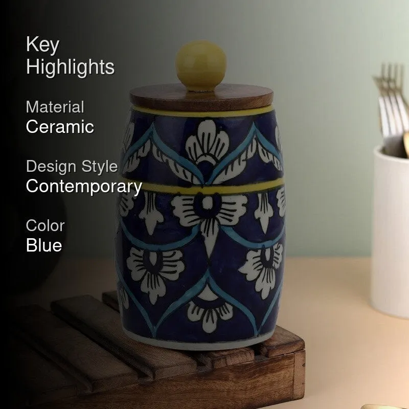 Elegant Hydration Ceramic Jar (Blue,550 mL Each) - Set Of Two media 2