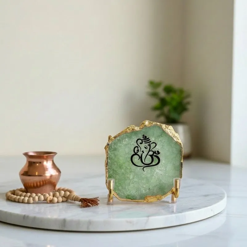 Ganesha Handcrafted Agate Religious Accent - Light Blue - 3