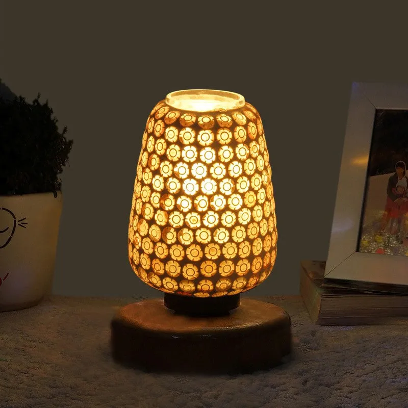 Astriva Glass Table Lamp With Wooden Base - Multicolor media 1