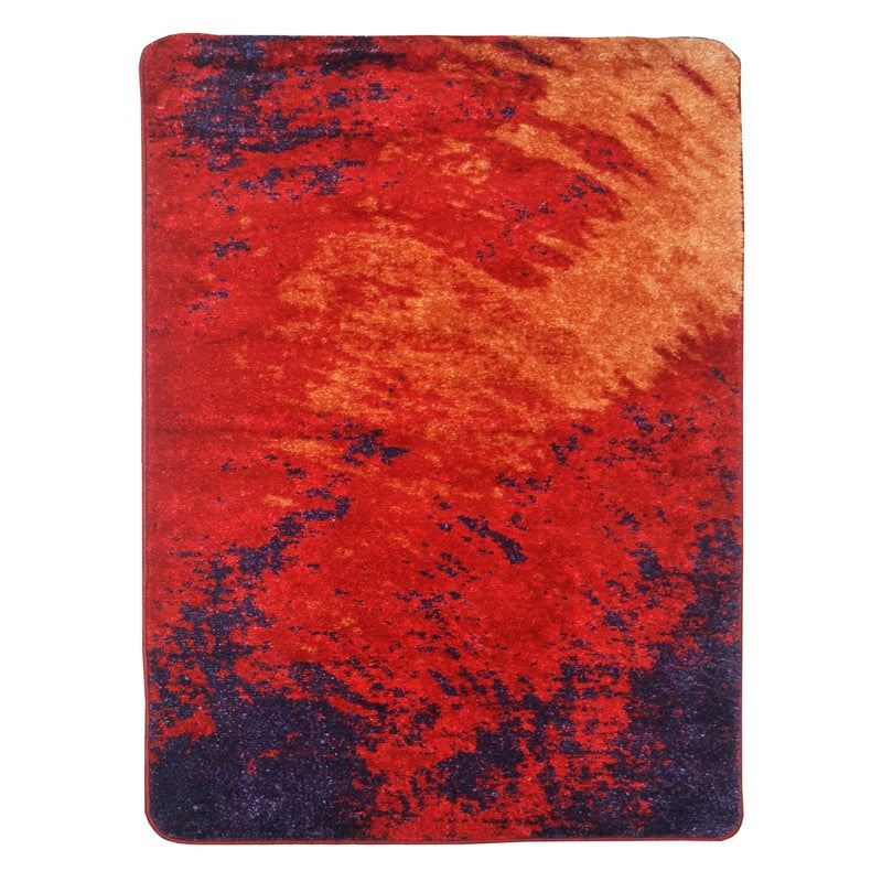 Lurean Abstract Micro Fiber Area Rug - Red,Beige