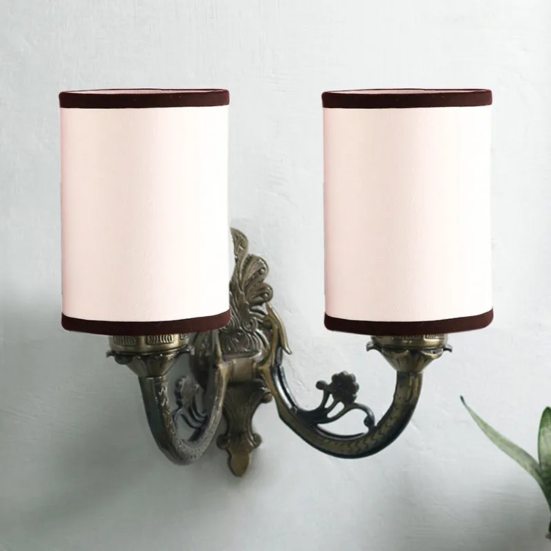 Vintage Cylindrical Duo Fabric & Metal Wall Lamp - White & Black media 3