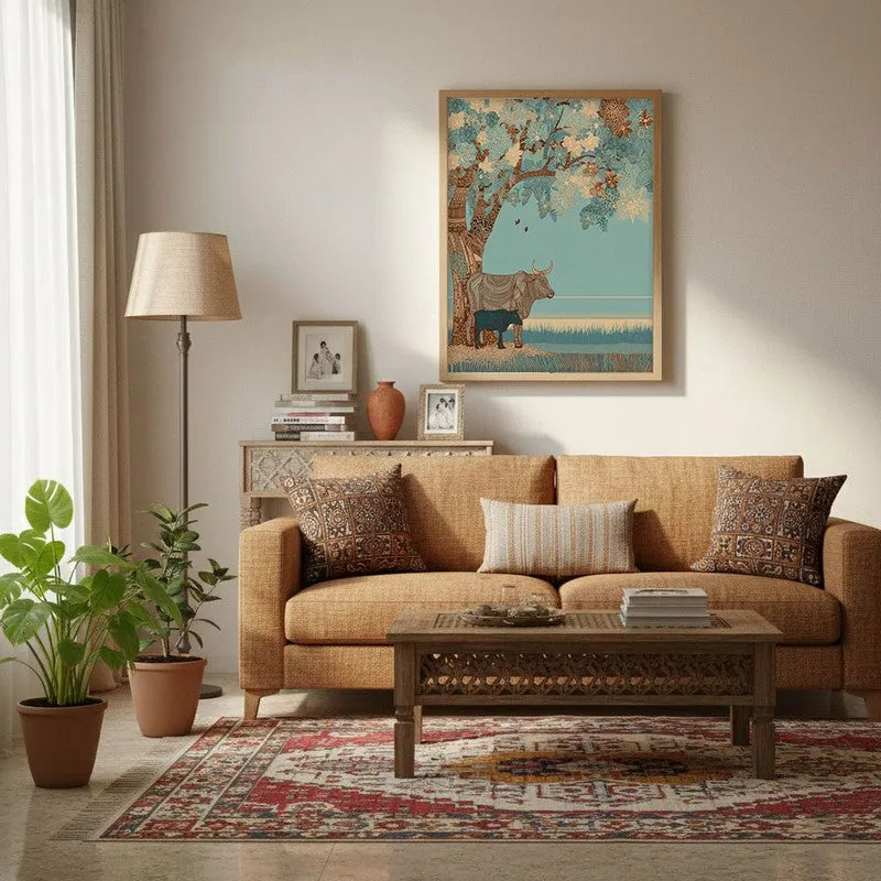 Shantivan Canvas Wall Painting With Brown Frame media 4