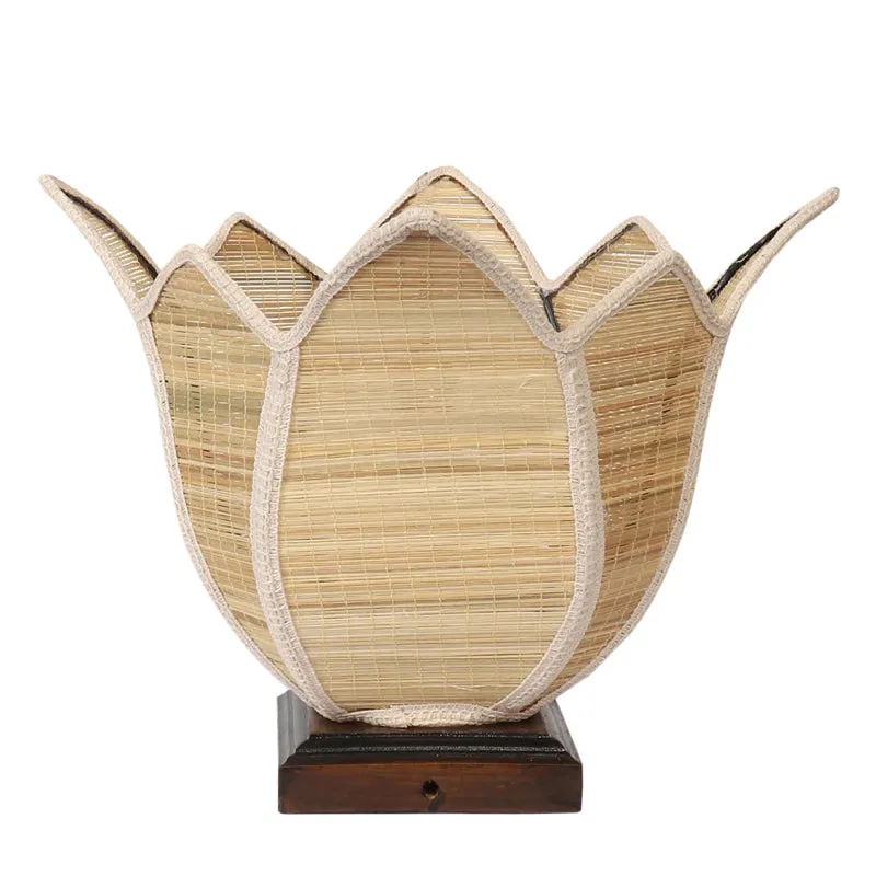 Haloire Bamboo Petal Edge Table Lamp - Beige media 6