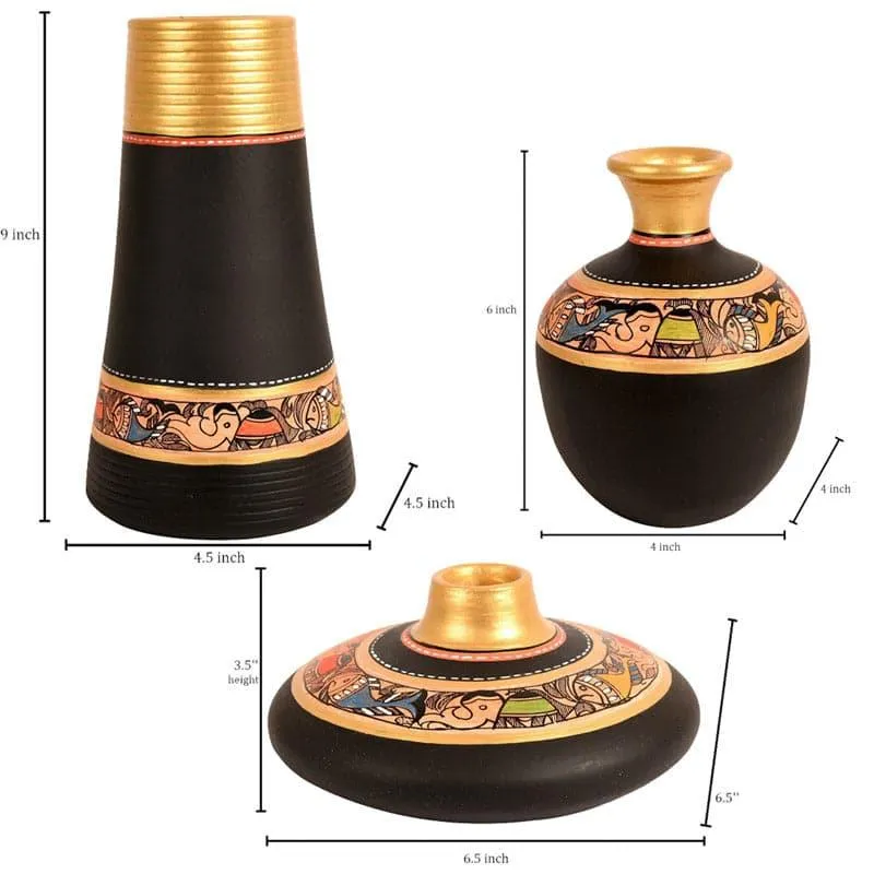 Coshima Tribal Terracotta Vase - Set Of Three media 5
