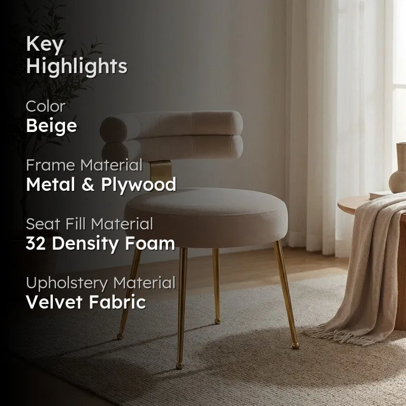 Velmora Metal Accent Chair - Beige media 2