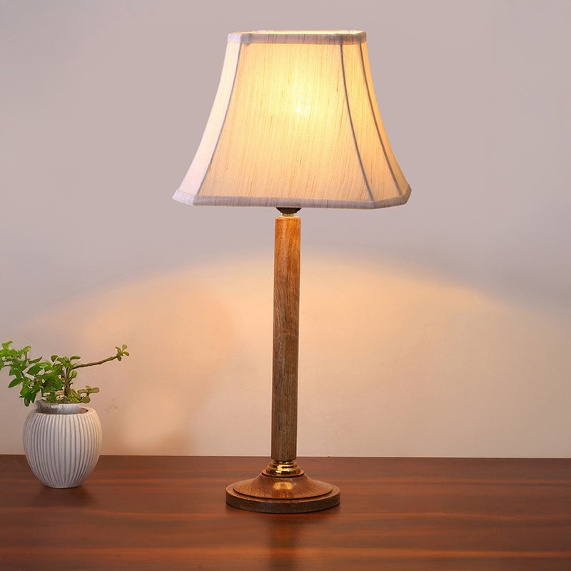 Mountain Table Lamp With Wooden Base - White,Brown