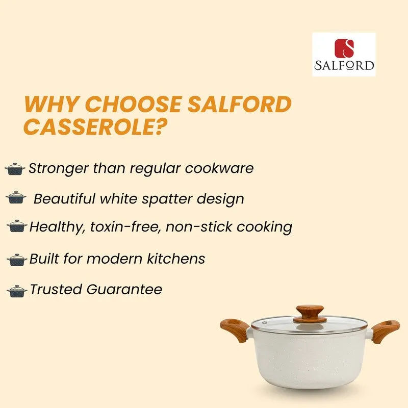 Salford Forged Non Stick Casserole with Glass Lid (White Spatter) - 4400 mL media 9