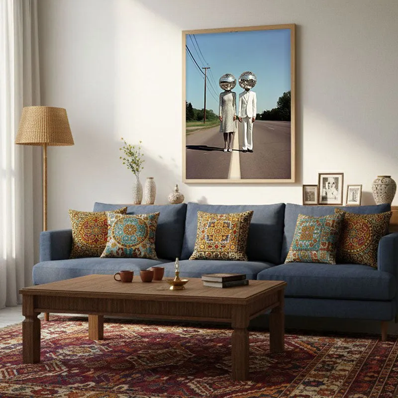 The Disco Couple Archival Canvas Wall Art - Natural Brown Frame media 3