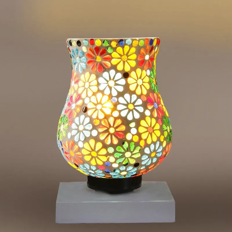 Flovira Mosaic Glass Table Lamp With Wooden Base - Multicolor media 7