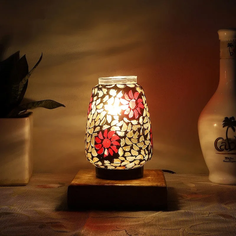 Lumen Mosaic Glass Table Lamp With Wooden Base - Multicolor media 3