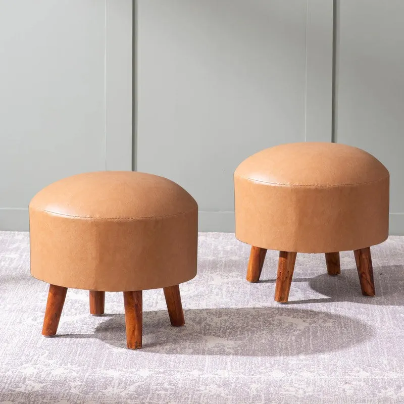 Urban Round Pouf Ottoman (Brown) - Set Of Two media 1