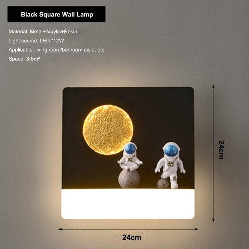 Astronauts To The Moon Metal LED Resin Wall Lamp media 5