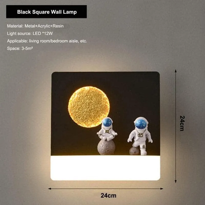 Astronauts To The Moon Metal LED Resin Wall Lamp media 5