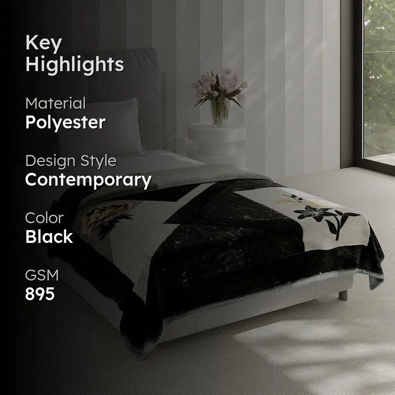 Monte Carlo Midnight Blossom Throw Blanket - 895 GSM media 2