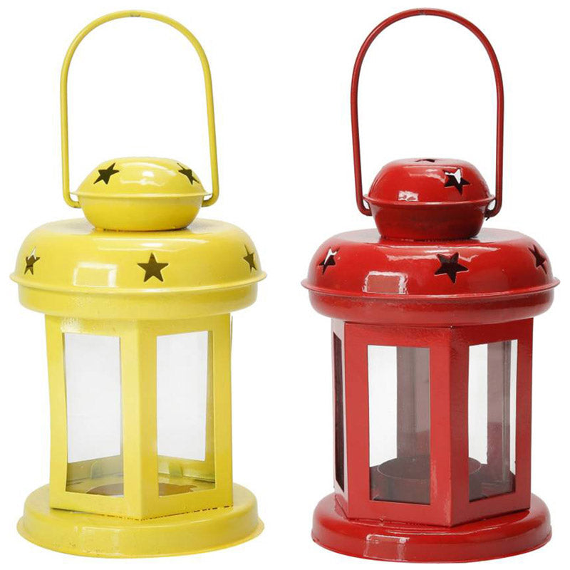 Vaira Lantern Tealight Candle Holder (Red & Yellow) - Set Of Two media 3