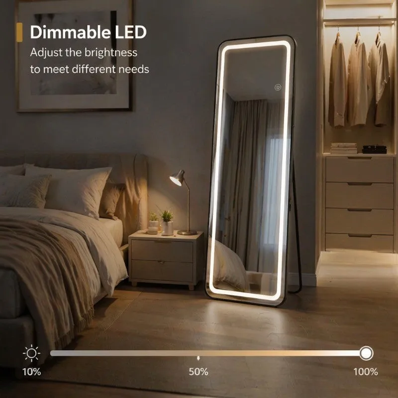 Person touching the sensor on an illuminated full-length mirror.