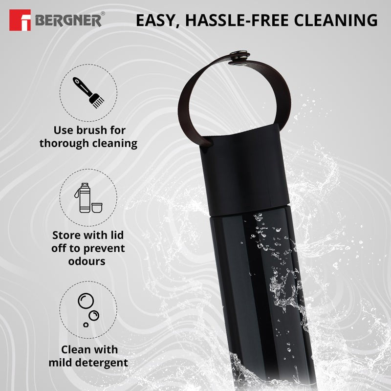 Bergner Walking Thermosteel Hot and Cold Flask (Black) - 500 mL media 5