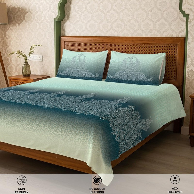 Urban Space Mrinal Calm Cotton Bedsheet (Blue) - 300 TC media 5