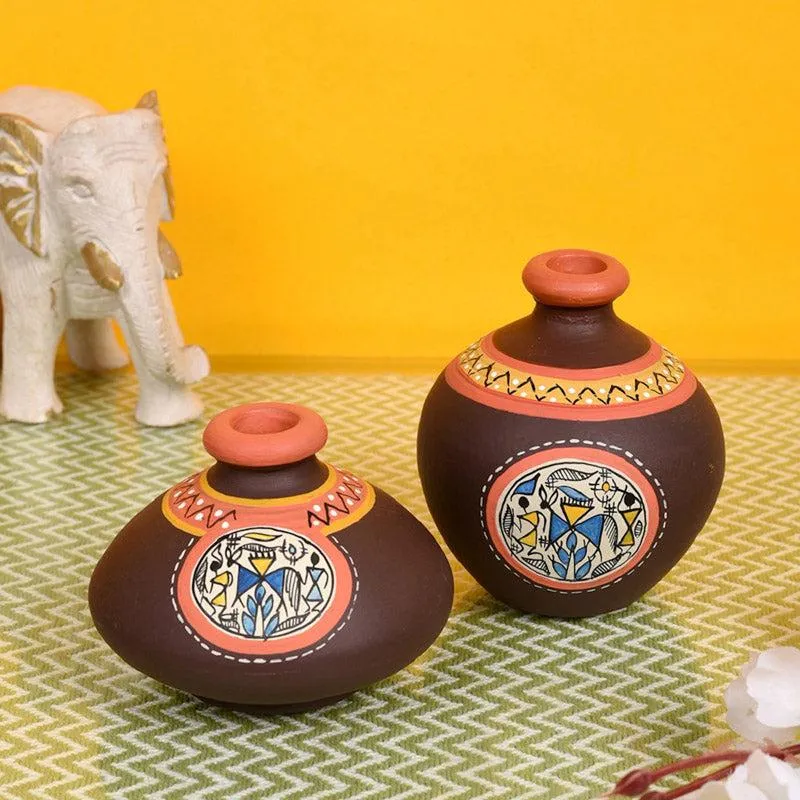 Karishma Terracotta & Wood Wall Shelve With Pot - Four Piece Set media 5